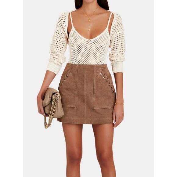 L'AGENCE Women's Sammy Crocheted Tank & Shawl Small Ecru Beige NWOT - Picture 1 of 11